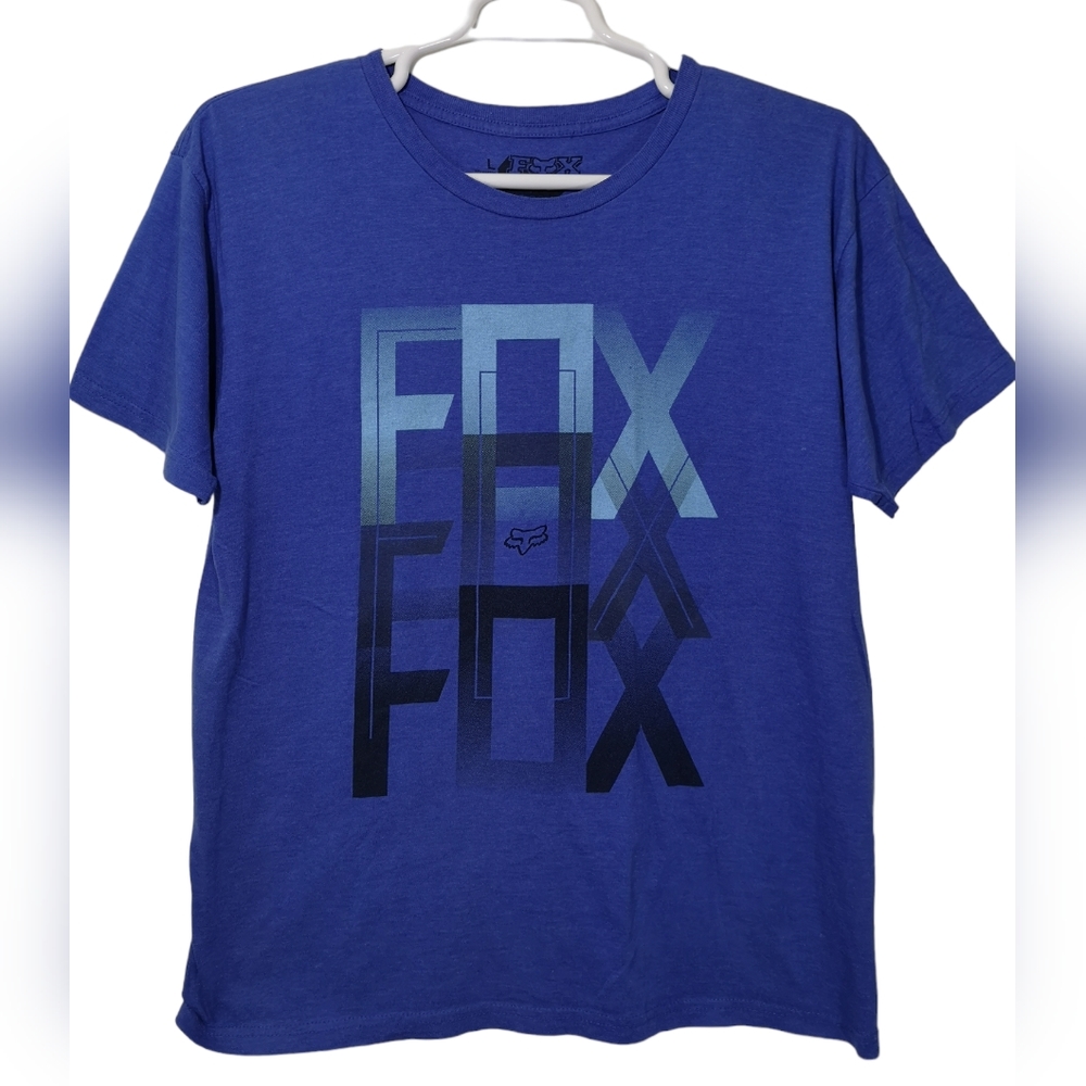 Fox Racing Graphic Logo Men's T-Shirt  Blue  Size L  Regular Fit  Short Sleeve